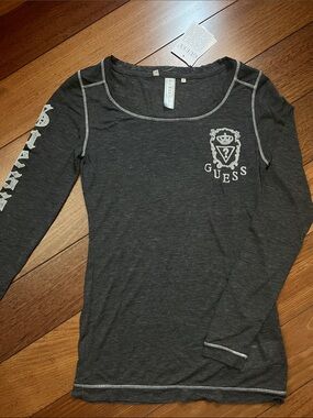 NWT Y2K Guess Sheer Logo Long Sleeve Top